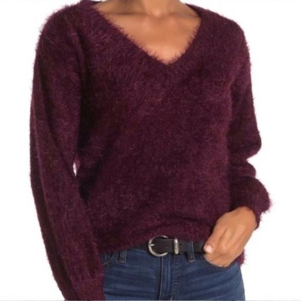 NEW Philosophy PLUM Long-Sleeve V-neck Sweater L
